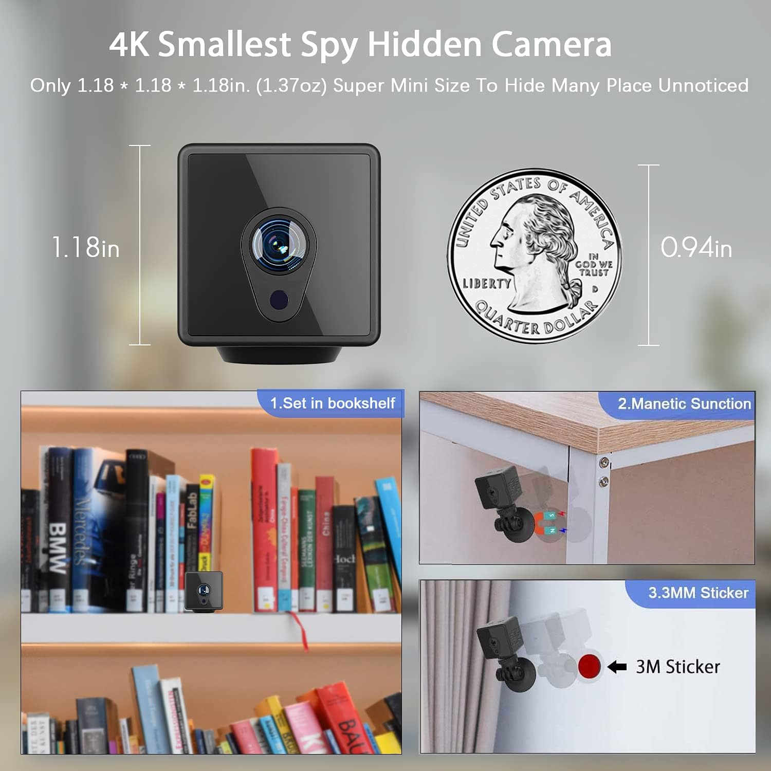 🔥 Flash Sale Hidden Camera with Audio Live Feed WiFi, Mini Spy Camera with Audio, Jayol HD 4K Wireless Hidden Live Stream, Night Vision and Motion Activated Spy Cam Nanny Cam, Security Camera for Home and Outdoor