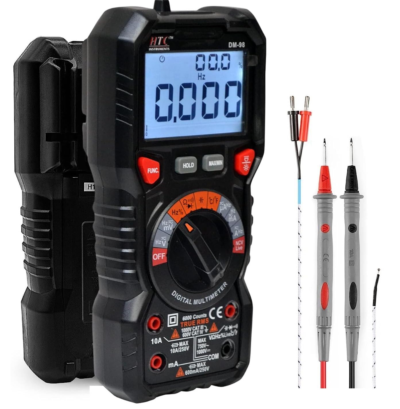 HTC-DM-98 Digital Multimeter TRMS 6000 Counts Ohmmeter Auto-Ranging ...