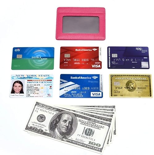 Miniatura 8 de KALMORE womens Credit Holder Genuine Leather Slim Minimalist Card Case Wallet, Black With Id Window