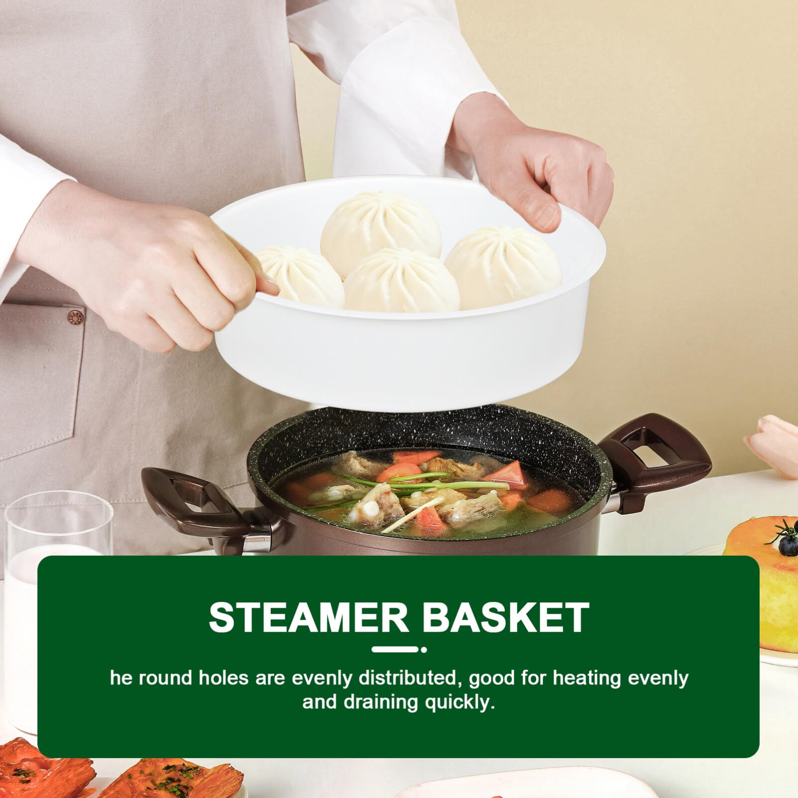 Luxshiny 2-Piece Plastic Steaming Rack Set – Fits Rice Cookers, For Dumplings, Veggies, Fish & More