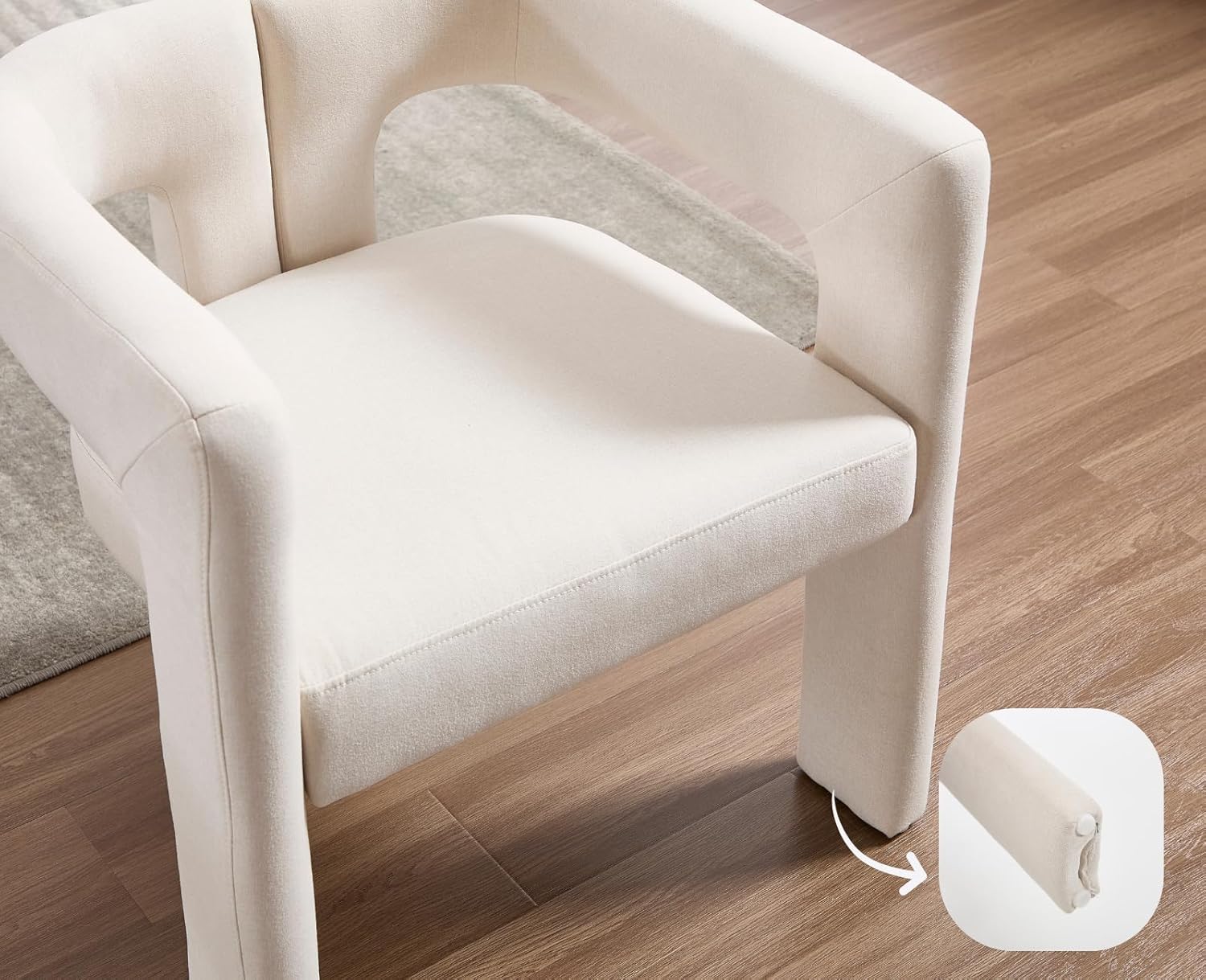 EALSON Modern Barrel Dining Chairs Set of 2 Linen Upholstered Fabric Kitchen Chairs with Open Back and Arms Comfortable Accent Chairs Side Chairs for Dining Room/Living Room, Beige