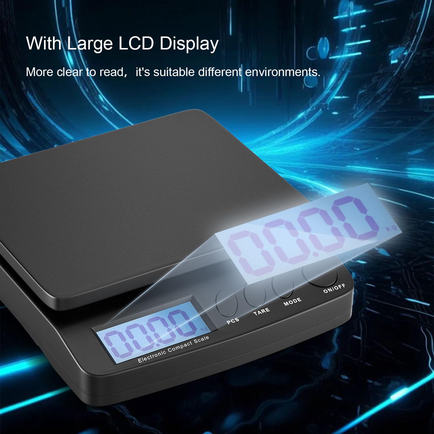 Anesty Digitale Paketwaage bis 30 kg, Briefwaage Plattformwaage Postwaage in 1g Schritten mit Zähl-, Tara- und Hold-Funktion für Geschäften/Küchen/Haus/Lager