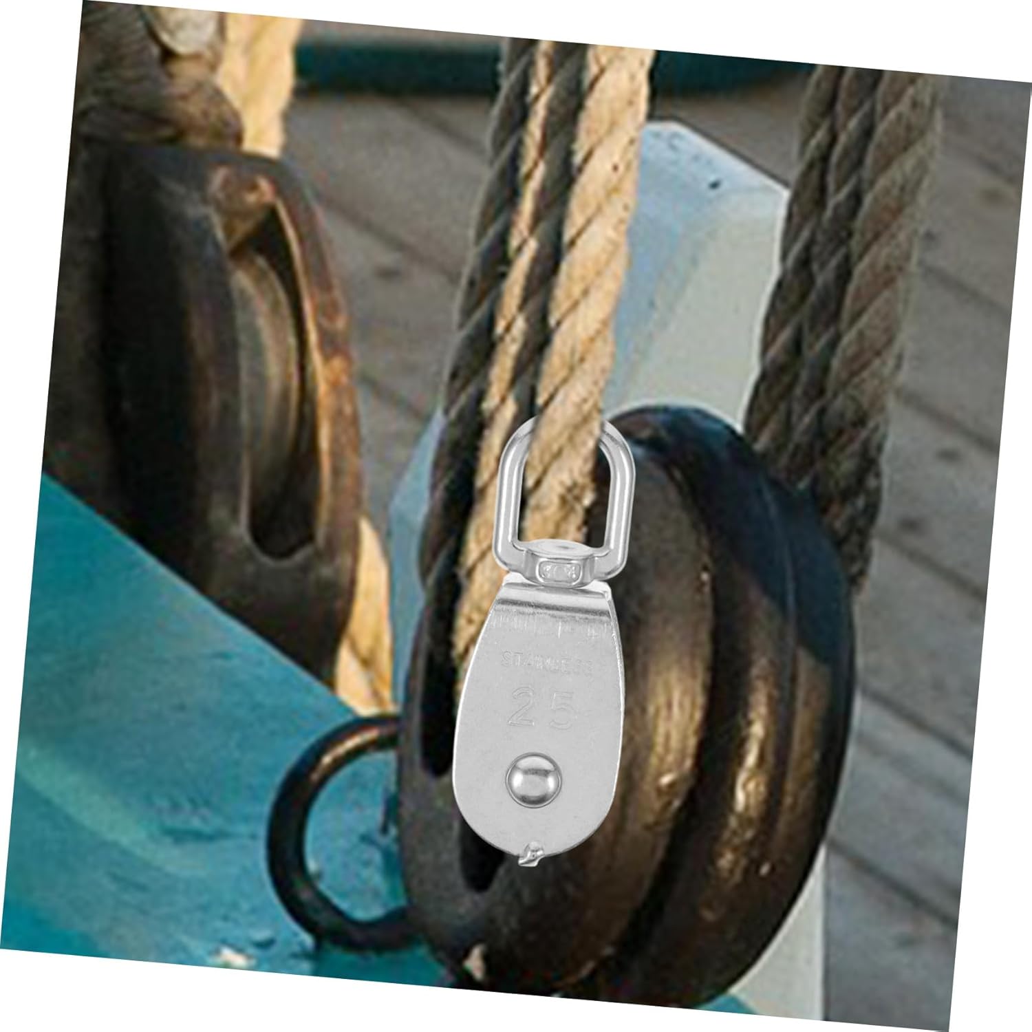 ULTECHNOVO 4Pcs Stainless Steel Single Pulley for Lifting Heavy Duty U Shaped Mechanical Pulley for Rigging Capacity for Home and Industrial Use