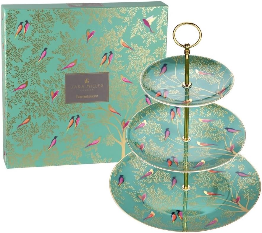 Sara Miller for Chelsea 3 Tier Cakestand-Green, Ceramic, 280 x 280 x 60 cm