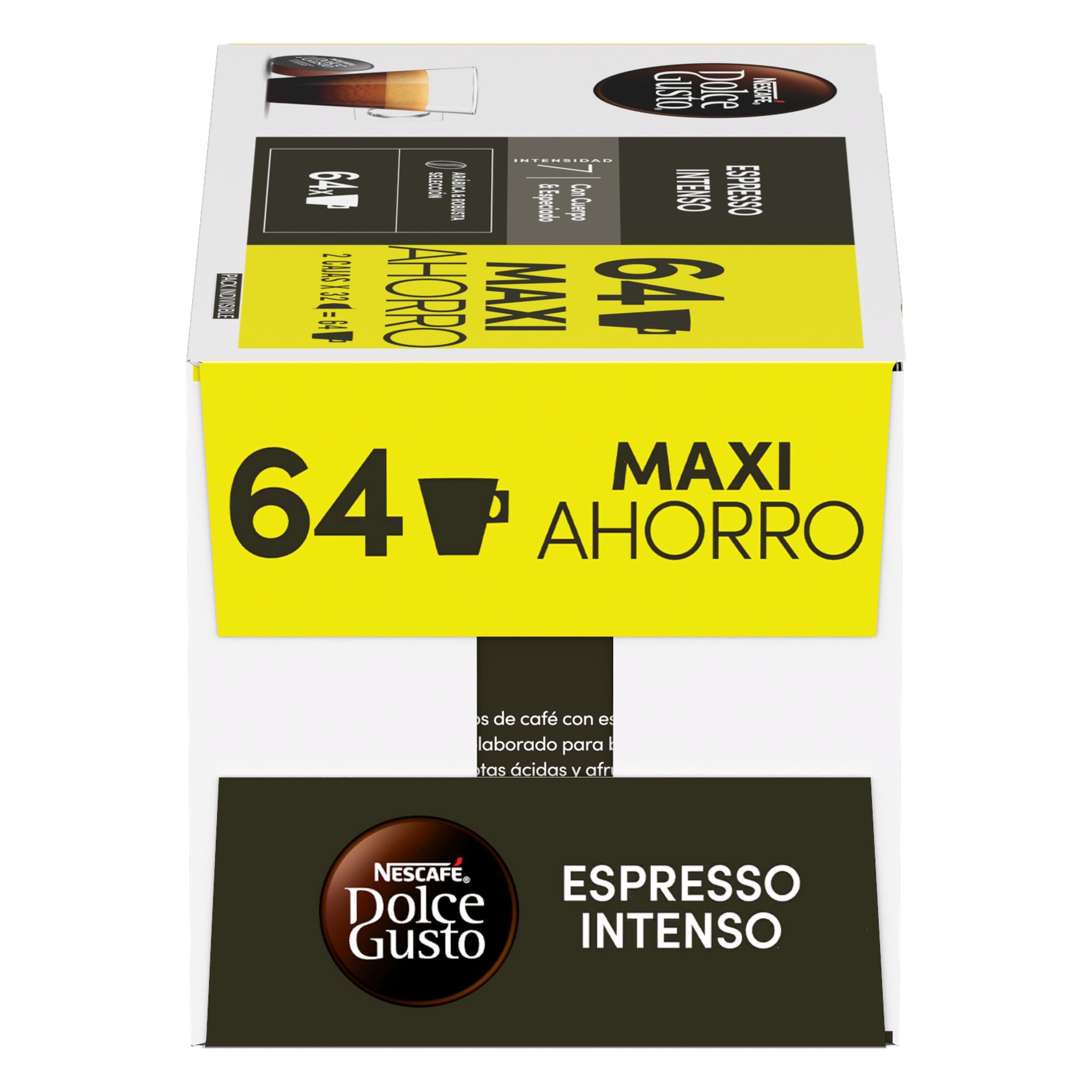 NESCAFÉ Dolce Gusto Espresso Intenso - Cápsulas de Café, 64 Cápsulas (2x32) - Orgiginales para cafeteras Dolce Gusto