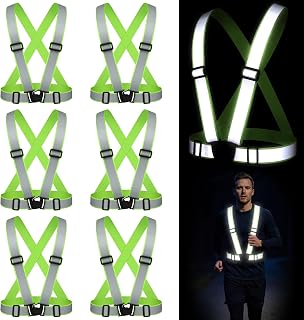 Hercicy 6 Pack Extra-Thick Reflective Running Vest, 1.57" Wide Strap