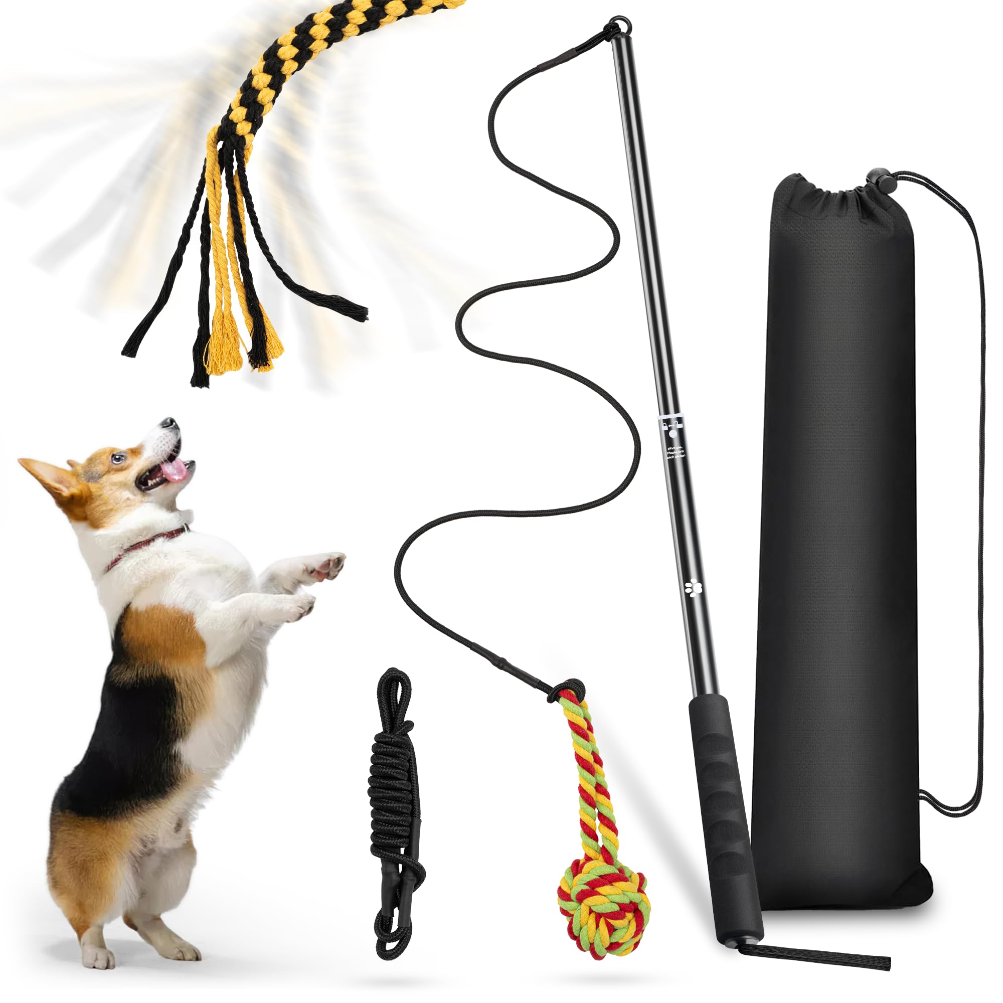 Flirt Pole Dogs, Extendable Teaser Wand Pet Flirt Stick to Train Dog Agility