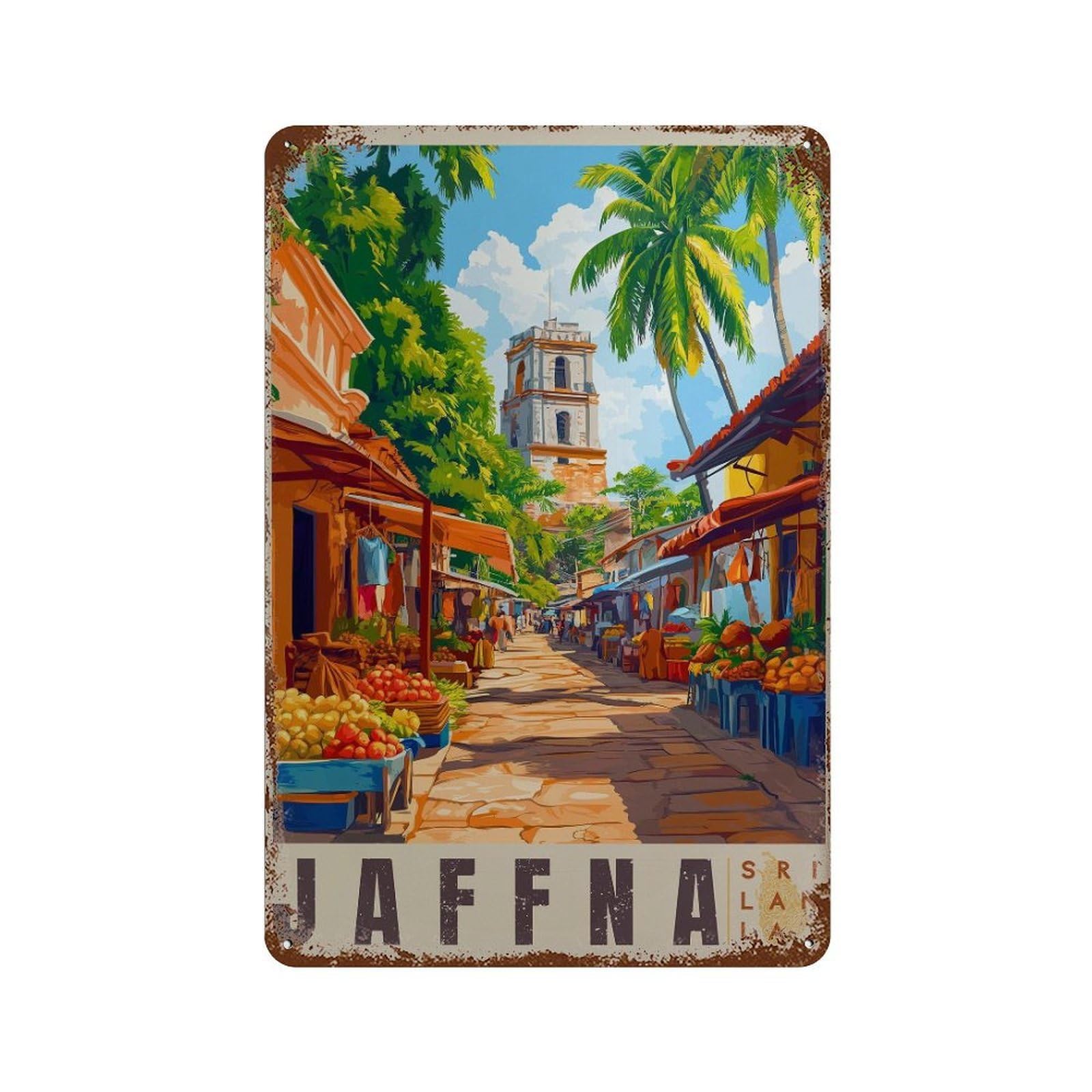 xiaoxiaoshen Jaffna Sri Lanka Travel South Asian (2) Wall Decor Art Metal Tin Poster Modern Home Decor Art Home Bar Shop Decorations Vintage Sign 30x20cm