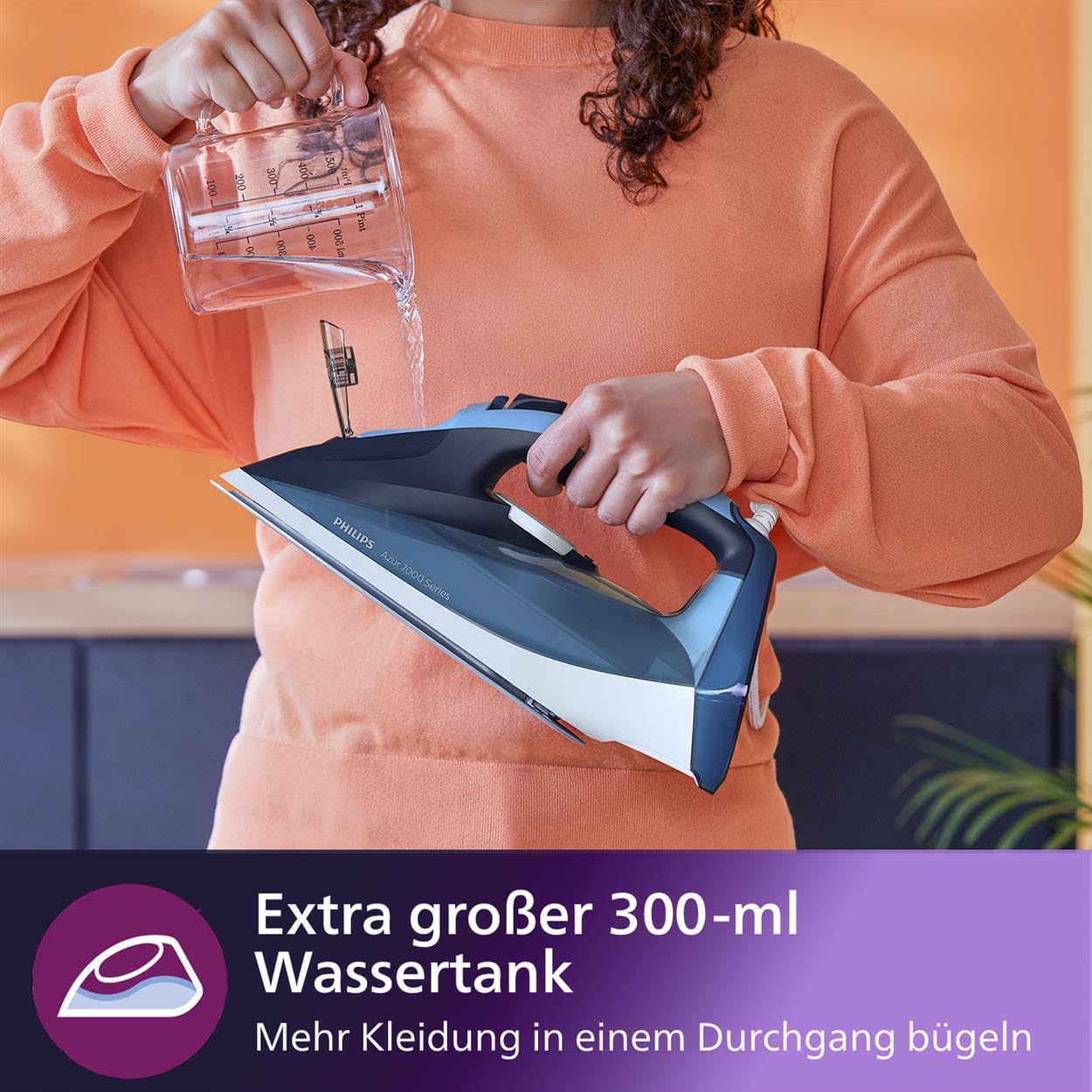 Philips Series 7000 Dampfbügeleisen 2800 W Dampfstoß 250 g SteamGlide Plus Louros Hellblau DST7020/20