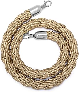 4feet 5feet 6feet Reusable Nylon Rope, Queue Line Barrier Twist Rope with Alloy Hooks for Theater Bank Court House Hotels, Red Carpet Party Decorations Hanging Rope ( Color : N silver hook , Size : 4f
