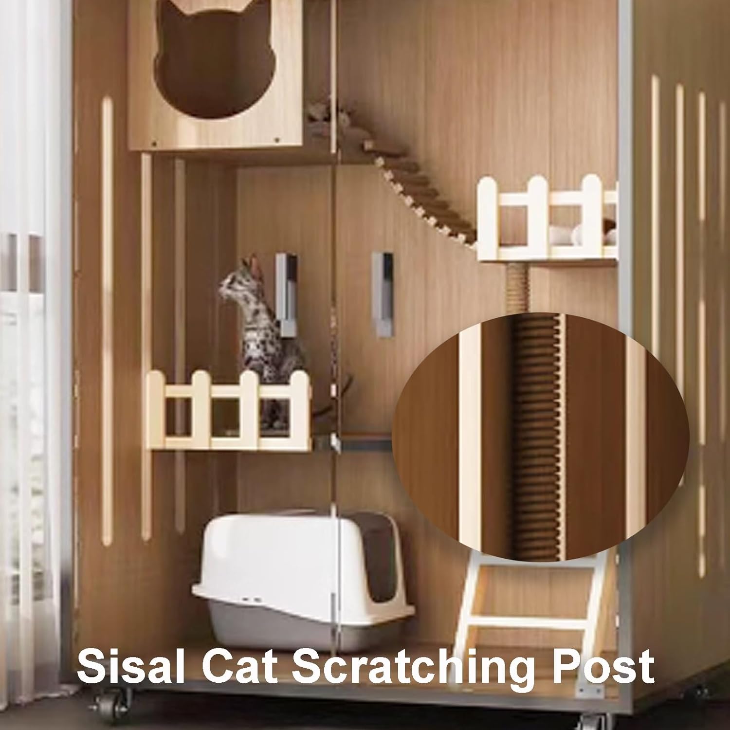 Cat Cage, Catio Indoor Cat Enclosure, Cat Playpen with Top Cover, Cat Crate, Cat House with Wheels and Night Light for Rabbits, Small Animals(with Side Door,90x60x120cm)