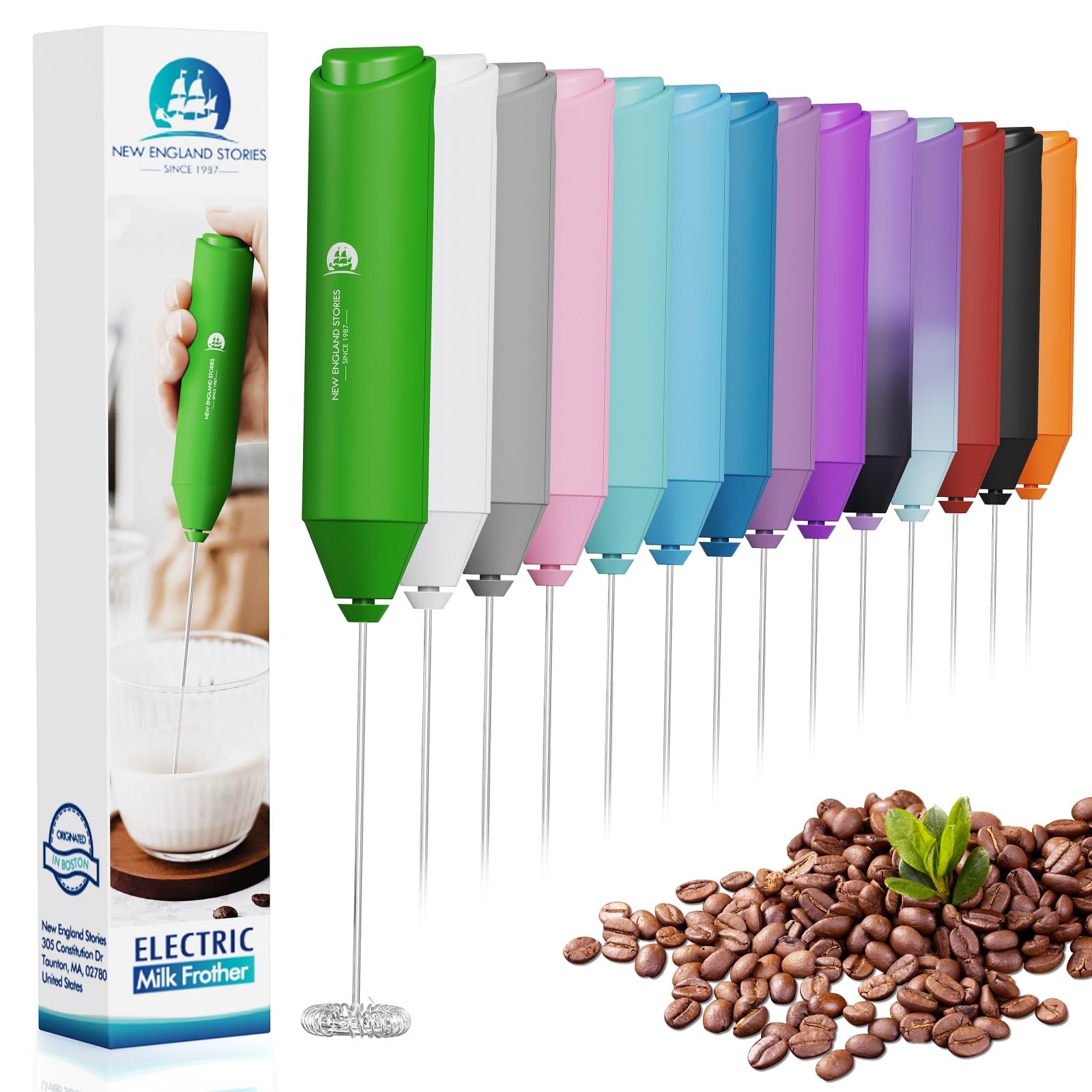 Photo 1 of Powerful Milk Frother Handheld Foam Maker, Mini Whisk Drink Mixer for Coffee, Cappuccino, Latte, Matcha, Hot Chocolate, No Stand, Green