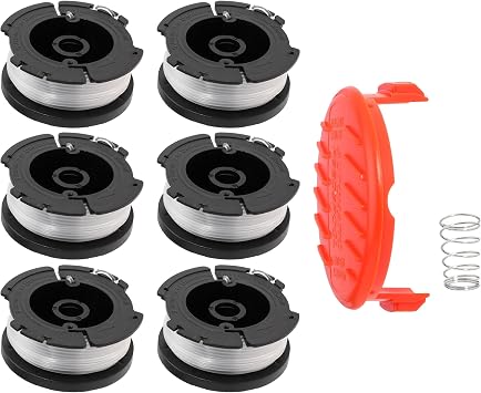 AF100 String Trimmer Replacement Spool 0.065 String Trimmer Line for Black+Decker AF-100 AF-100-3ZP AF-100-BKP AF-100-2 Weed Eater Spool Replacement Spool 30ft (6Spools+1Caps)