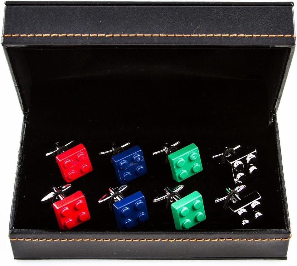 MRCUFF Building Blocks 4 Pairs Cufflinks in a Presentation Gift Box & Polishing Cloth