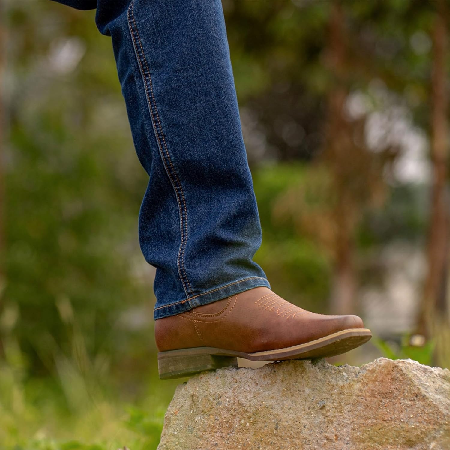 J's.o.l.e Men's Western Cowboy Boots Square Toe Ankle Boot for Men Chelsea Dress Casual Boots - Image 8