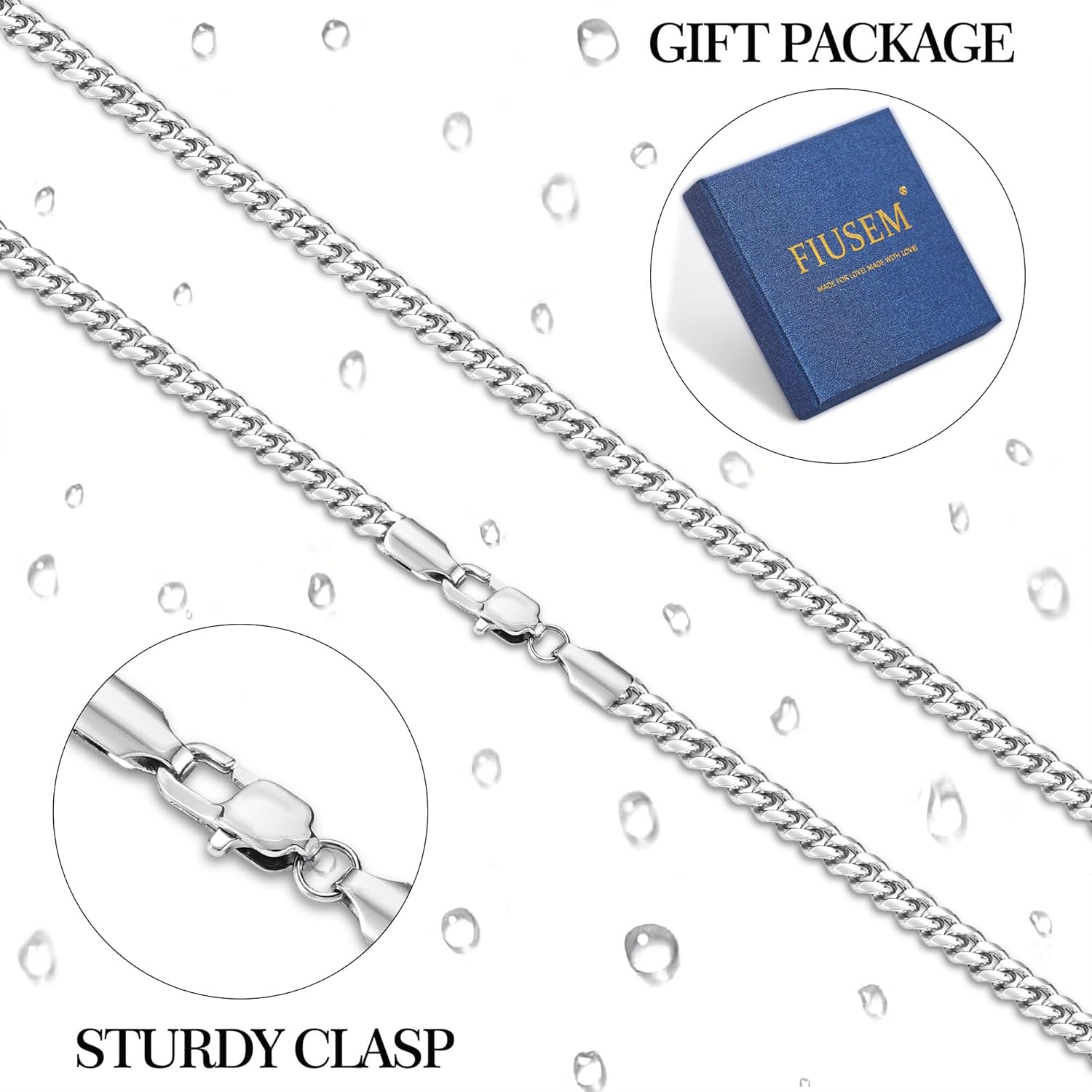 Fiusem Silver Tone Cuban Link Chain for Men, Mens Chain Necklaces, Stainless Steel Chain Necklaces for Men Women, Width 4/5/6/8mm - Image 5
