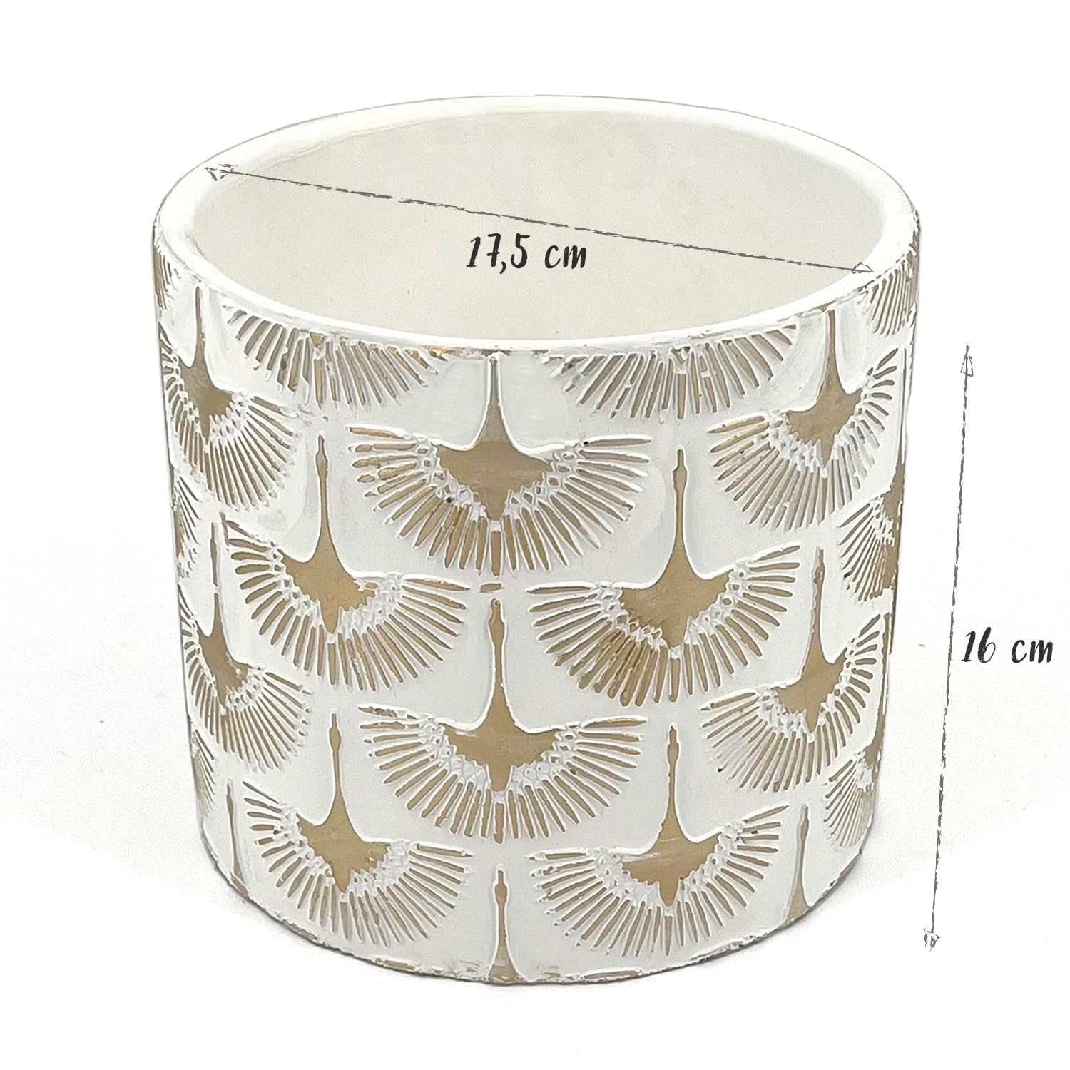 Vimin Box Elegant Terracotta Aloe Pot with Golden Phoenicians, White / Gold - Image 2