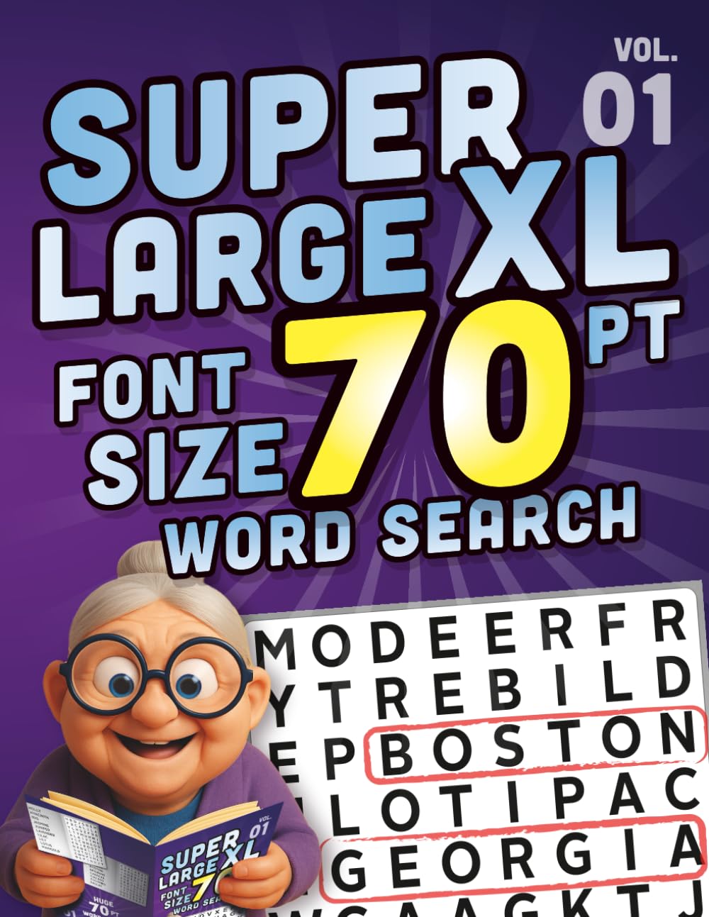 SUPER LARGE XL FONT SIZE 70 pt WORD SEARCH: Huge Print Puzzle Book with Giant Letters for the Visually Impaired and Seniors (Themed Superlarge XL 70 pt WordSearch puzzles)