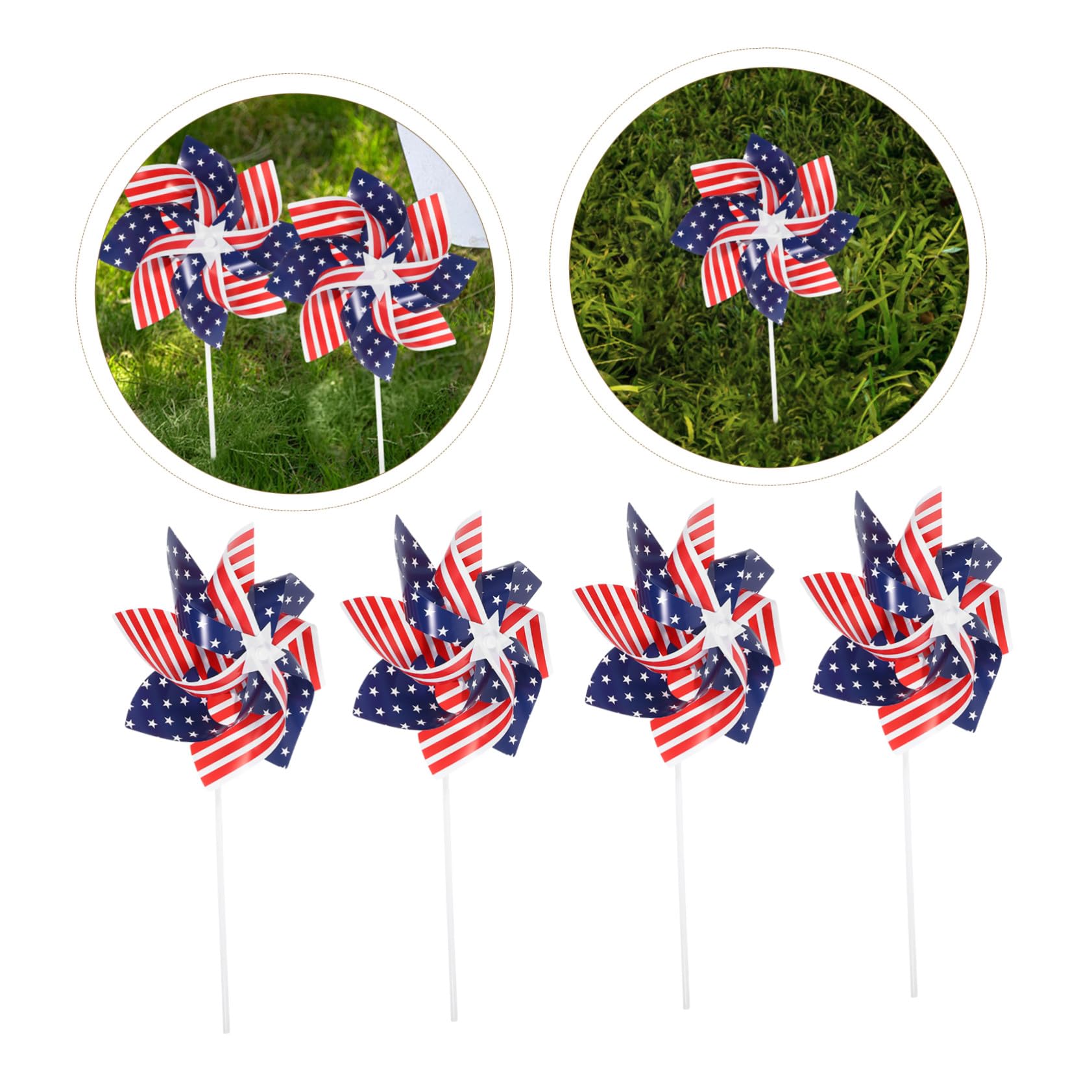 VICASKY 54 Teiliges Pinwheel Deko für Garten und Balkon Bunte Windmühlen mit Amerikanischer Flagge Wetterfeste Gartendekoration für Party Terrasse und Outdoor Atmosphäre