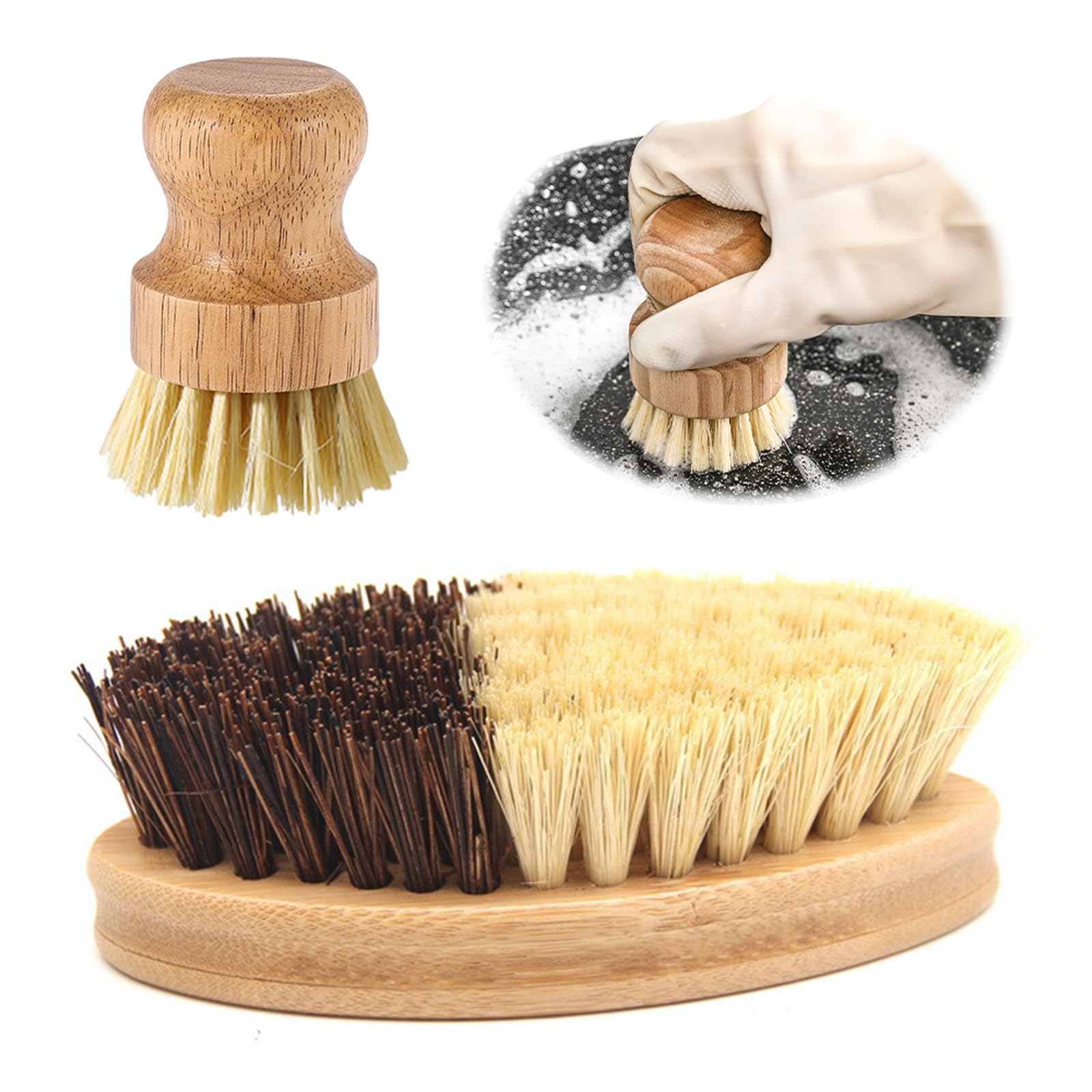Cepillo Platos Cepillo Fregar Platos 2 Piezas Cepillo de Madera para Verduras Cepillo para Frutas Cepillo para Lavavajillas Cepillo de Madera de Sisal para Cocina Accesorio de Limpieza