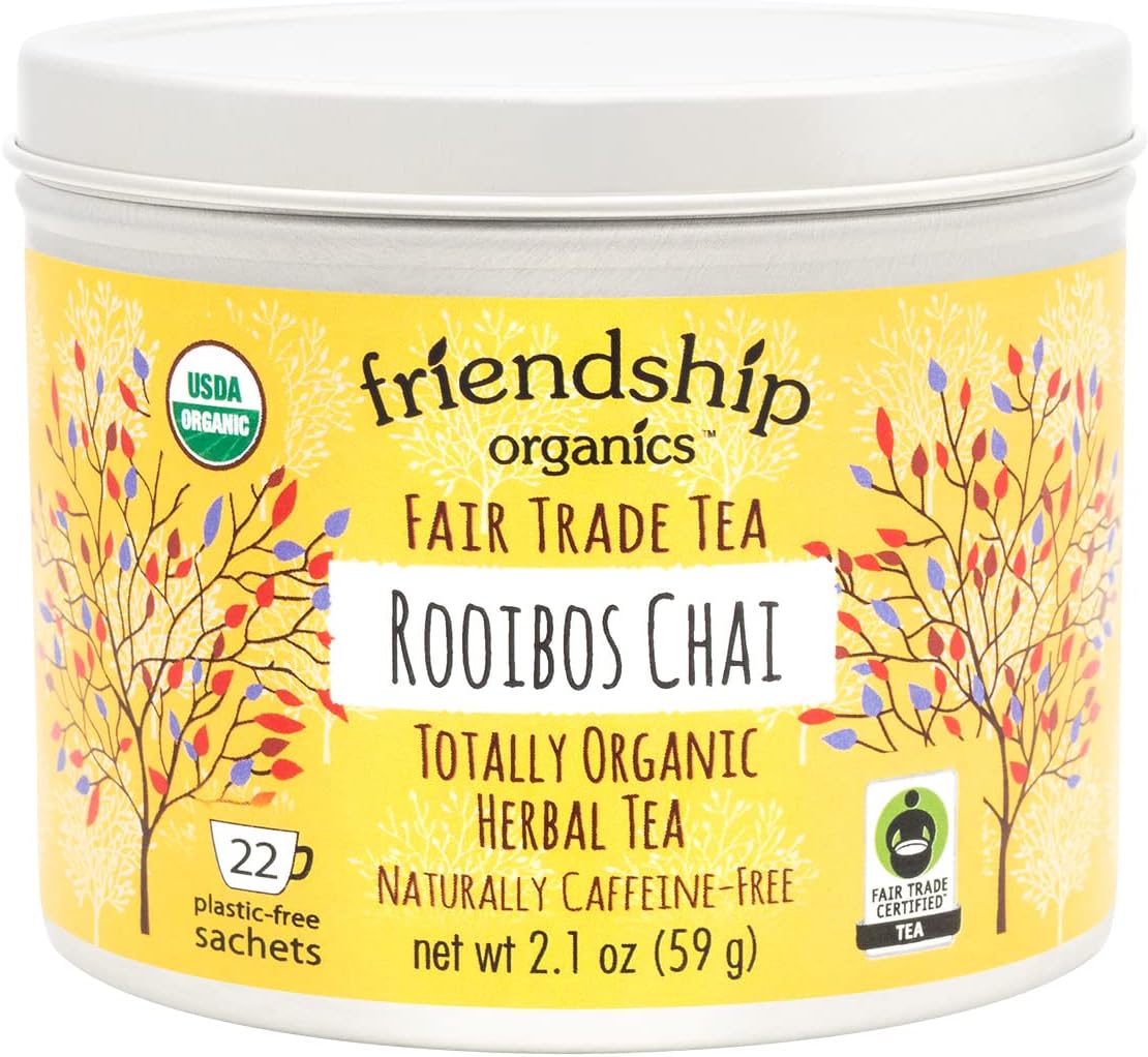 Rooibos Chai Tea Bags, Organic and Fair Trade Herbal 22 count