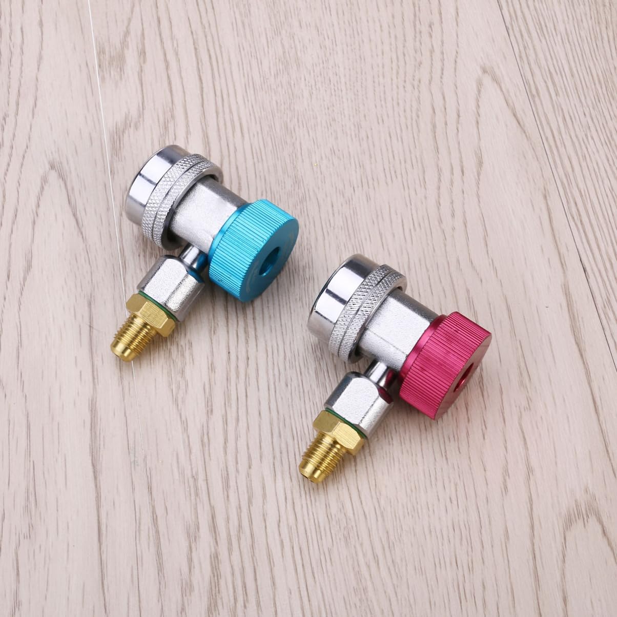 2Pcs Car Air Conditioning Quick Coupler Connector Adapter Blue Red Efficient High Low Pressure Design for Easy Attachment for Diagnosis