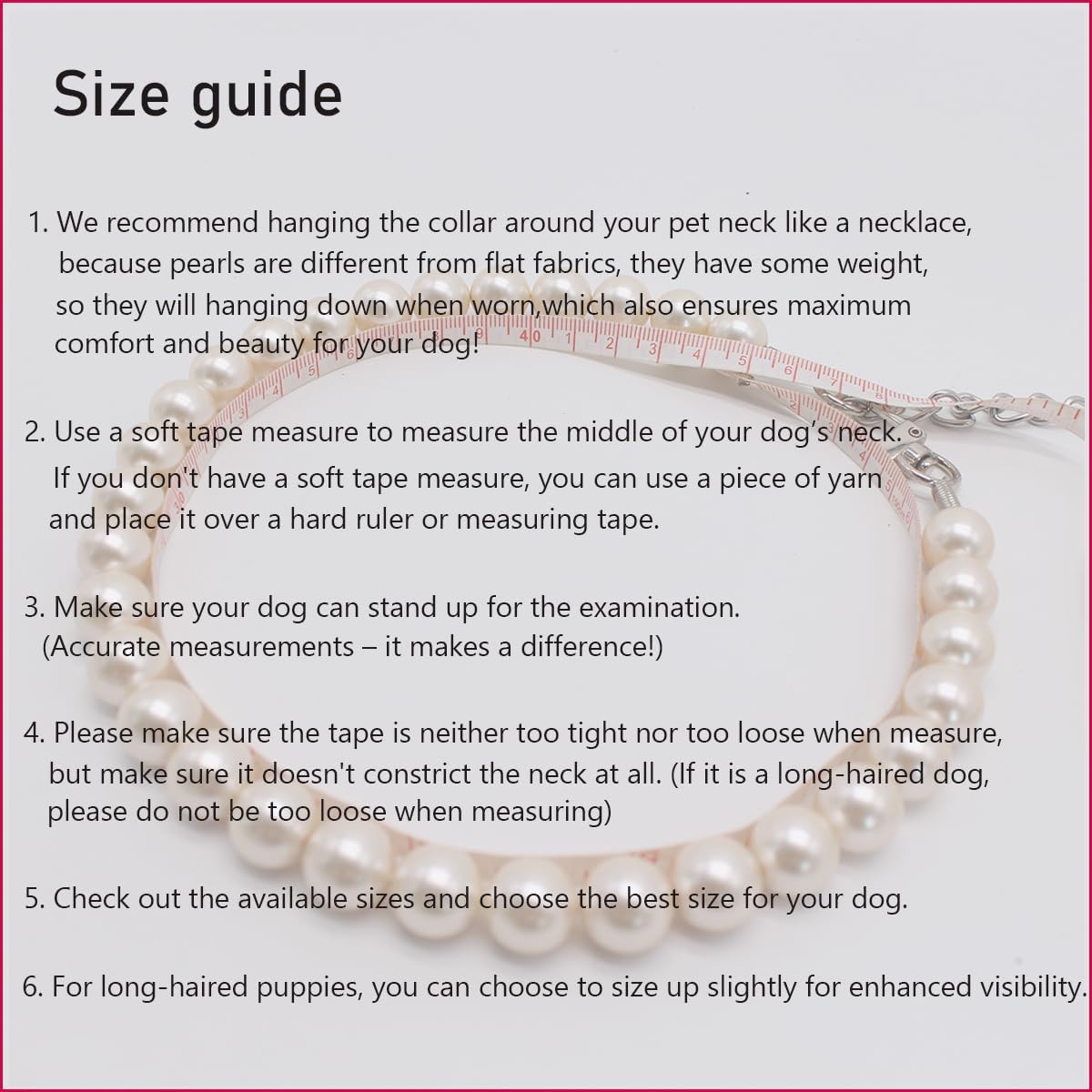 Big Pearl Beaded Dog Collar with Strong Steel Wire Rope, Female Pearl Collars for Large Breed Dogs, White Necklace with Adjustable Chain for Girl Pet, Wedding Jewelry Accessories