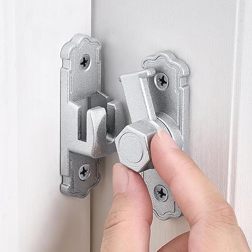 Miniatura 10 de Pestillos de puerta de granero dorados, cerradura de puerta de aleación de aluminio 90/180 grados, pestillo de puerta de ángulo recto, herrajes