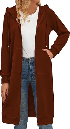 Zeagoo Women's Zip Up Hoodies Oversized Fleece Long Tunic Sweatshirts Casual Long Sleeve 2024 Fall Hoodie Jacket Coat