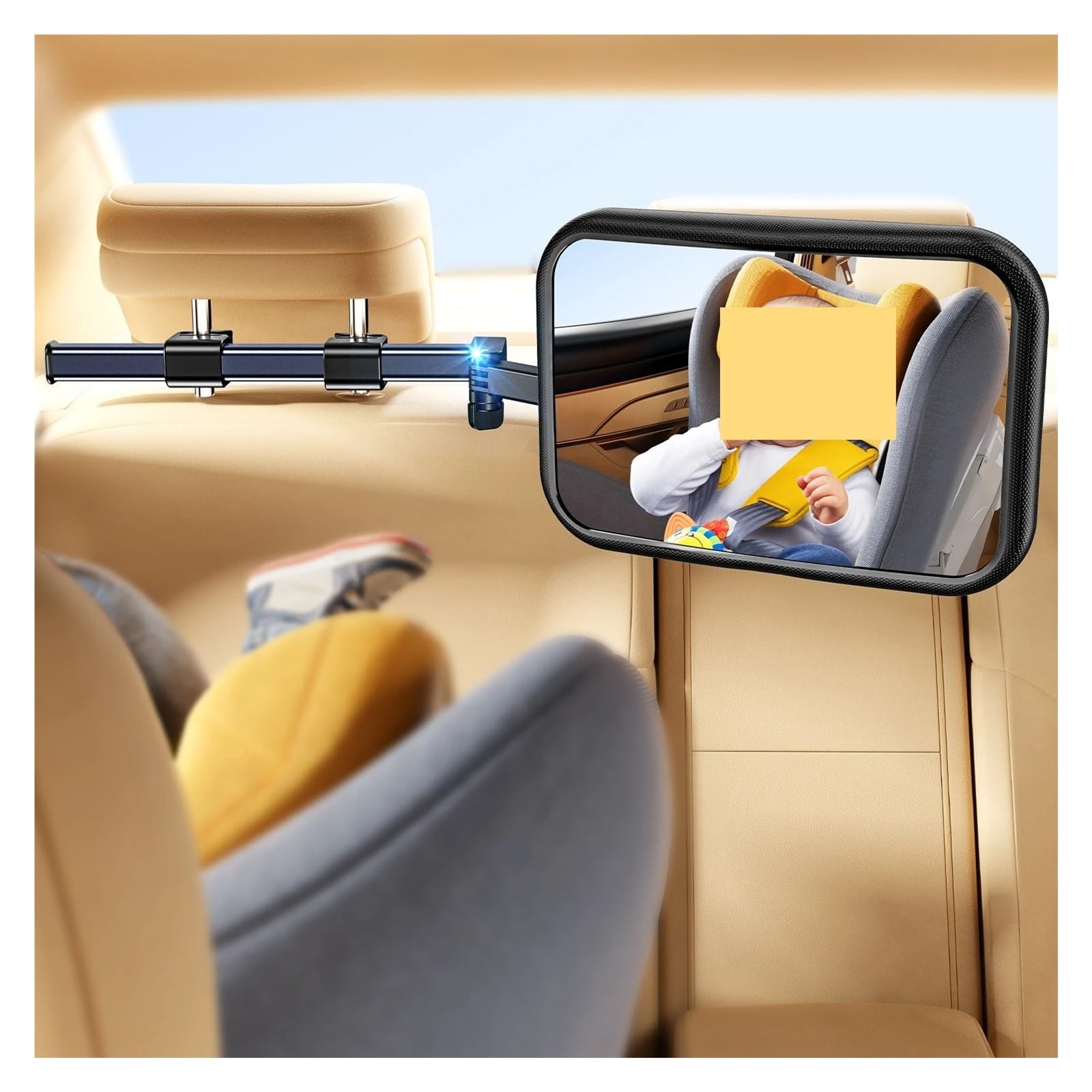 Espejo retrovisor para bebé, Extensible para un Cuidado óptimo del Asiento Infantil orientado hacia atrás, irrompible.