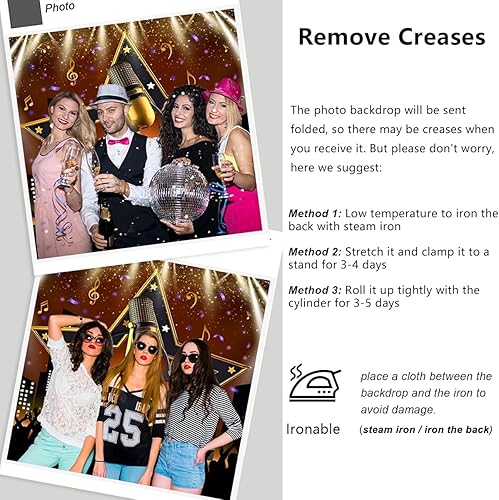 Miniatura 5 de YongFoto Telón de fondo de karaoke para espectáculo nocturno, 7 x 5 pies, fondo de fotografía, rock hip hop, micrófono, espectáculo en vivo, tema de