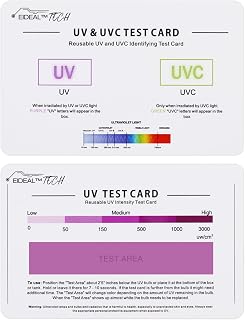EIDEAL™ | UV 및 UVC 테스트 카드 및 UV 강도 테스트 카드 | 3-in-1 UV 테스트 카드 | UVA 및 UVC 조명 식별 카드 | UV 전구 및 LED 강도 독서 카드 | UV 복용량 표시기 카드 | UVB 테스터
