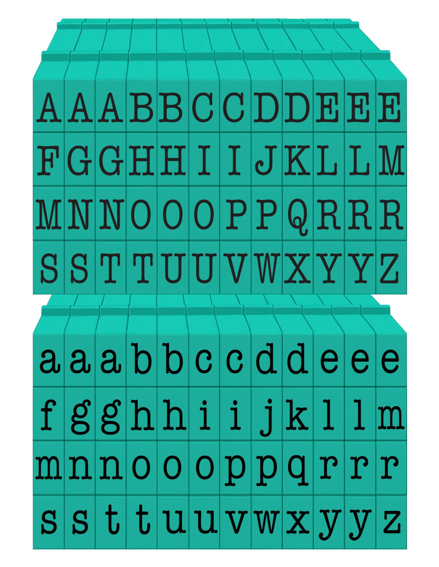 PEGZ® V2 Alphabet Stamps Clickable - Connectable American Typewriter Font (Uppercase & Lowercase 100 pc Medium Size)