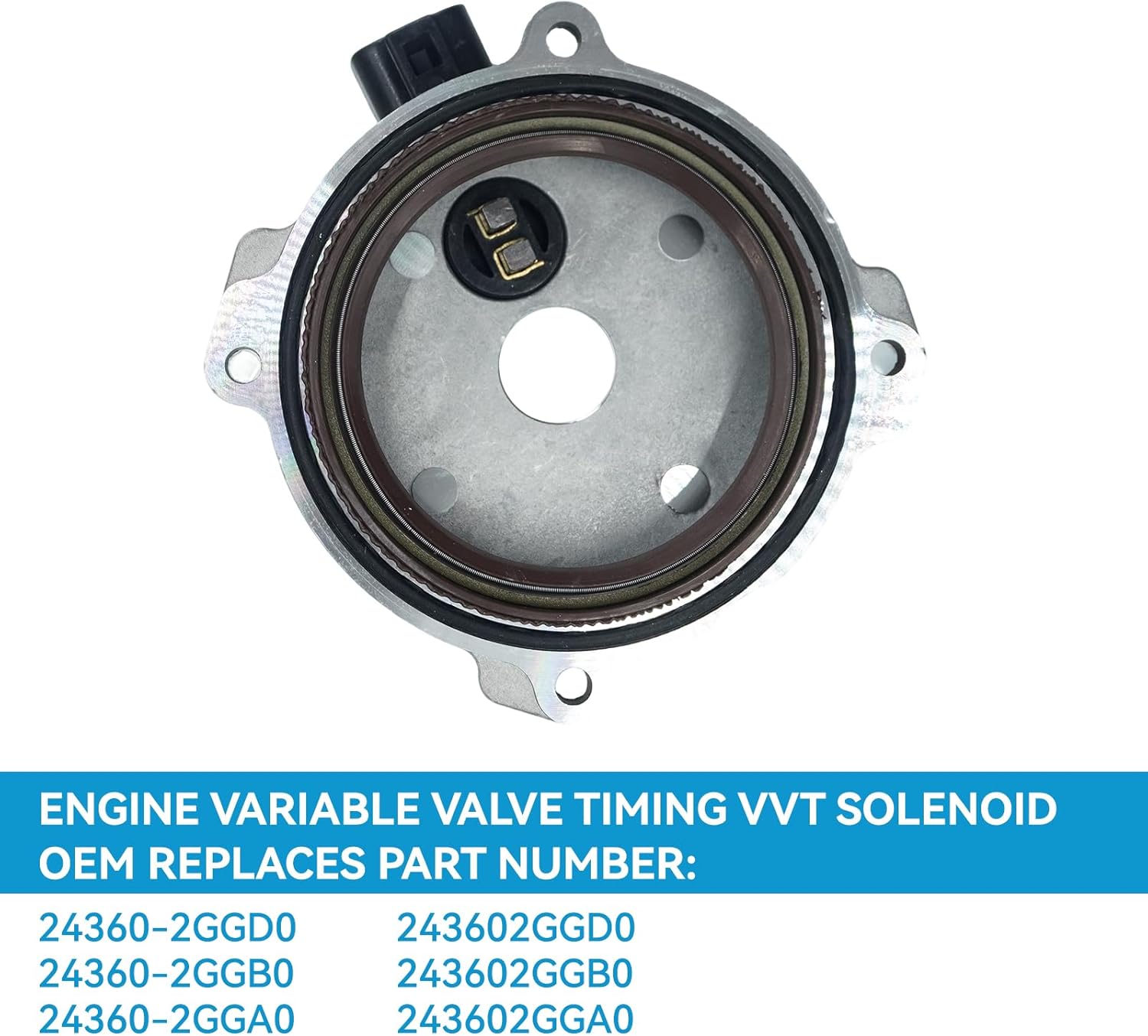 Engine Variable Valve Timing VVT Solenoid Compatible with 2015-2021 Hyundai Sonata Santa Fe Tucson Genesis G70 Kia Optima Sorento Sportage Stinger 2.0 2.4L Replace# 24360-2GGD0, 24360-2GGB0