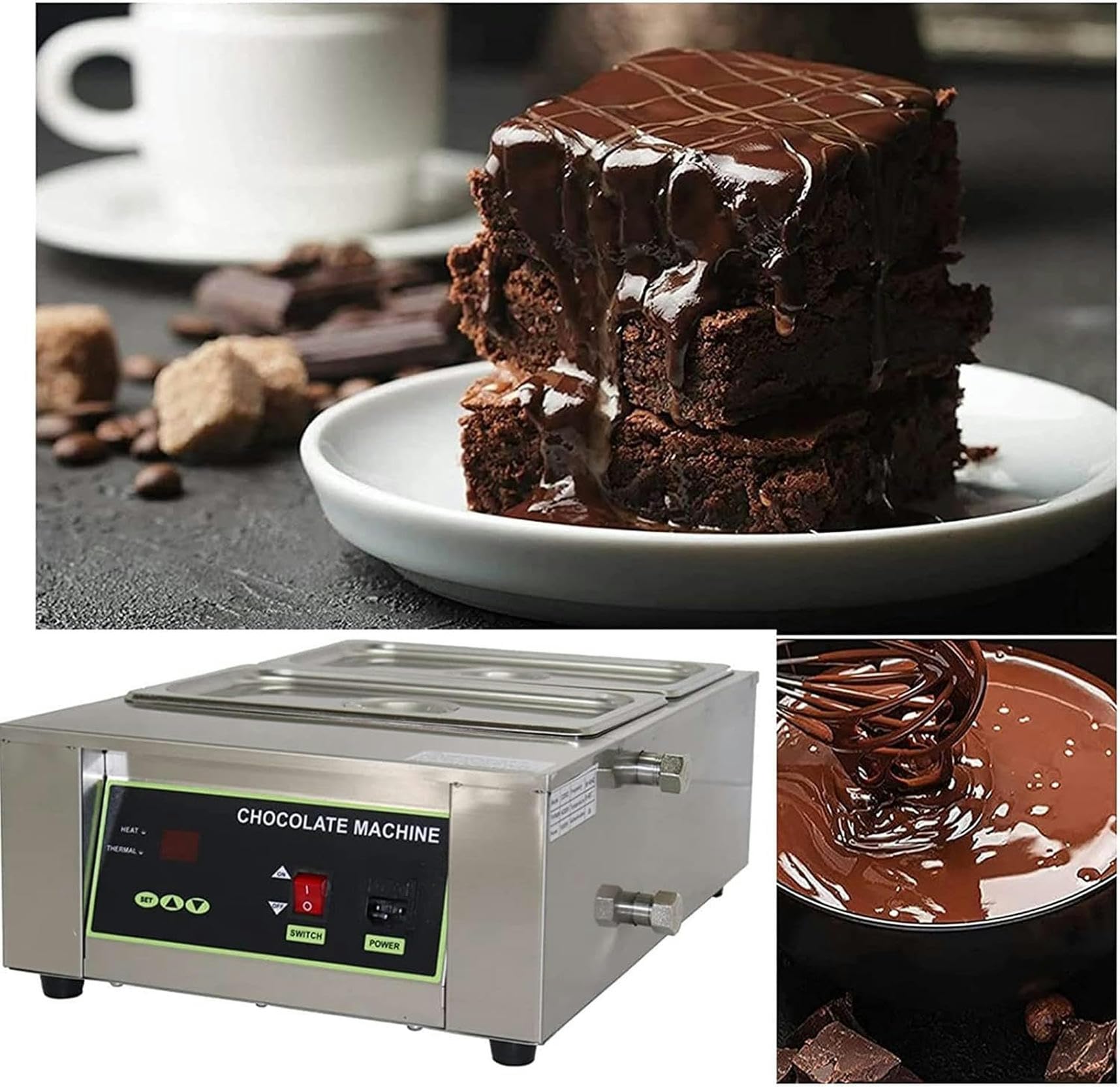 Crogiolo Di Fusione Del Cioccolato, Macchina Elettrica Di Fusione Del Cioccolato, Macchina Elettrica Commerciale Di Tempra Del Cioccolato 0 ℃~95 ℃/0 ″~194 ″ Macchina Di Colata Del Cioccolato