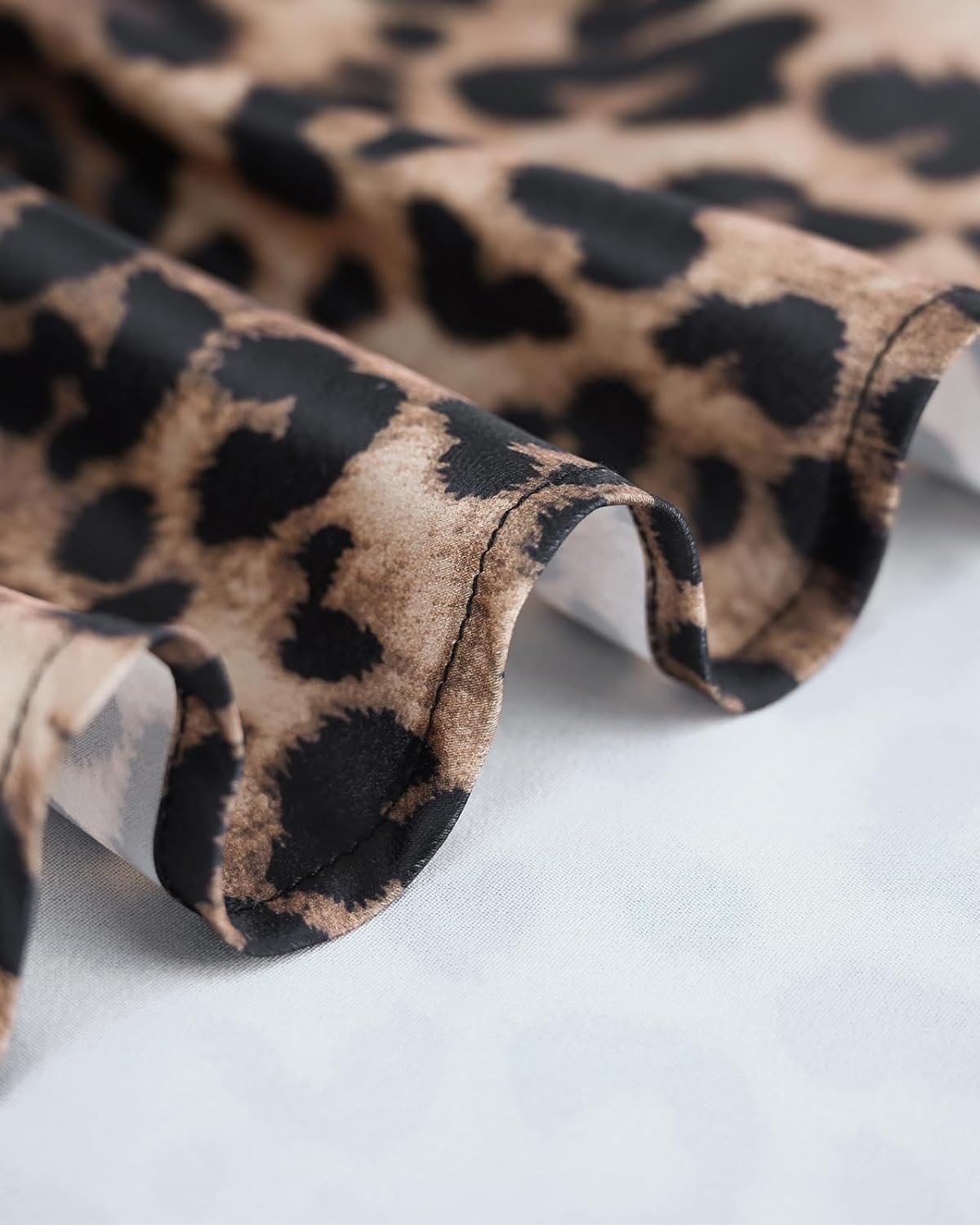 Women's Leopard Silk Satin Midi Skirt Elastic High Waisted A-Line Cheetah Print Fall Long Skirts for Women 2025 - Image 7