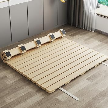 Saw Bed, Single, Durable, Natural Wood, Folding Bed, Roll-type, Bed Frame, 1.3 inches 3.2 cm, Breathable, Anti-Slip, Slow Mat, Lightweight, Compact, Storage, No Assembly Required 39.4 x 78.7