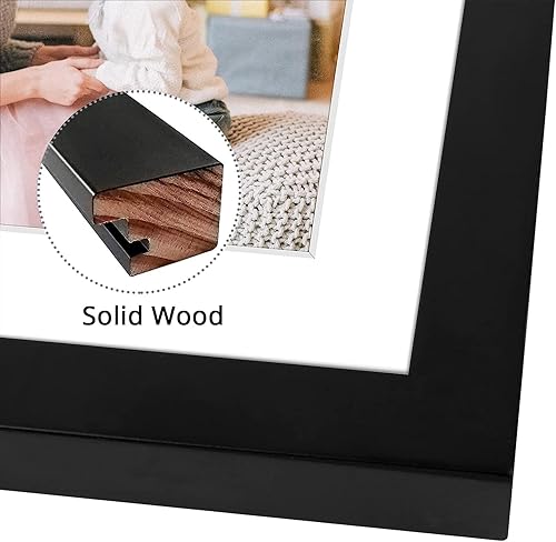 Miniatura 5 de AUEAR, Marco cuadrado de 6 x 6, madera maciza y vidrio de alta definición, para fotos de 4 x 4 con paspartú o de 6 x 6 pulgadas sin paspartú, para