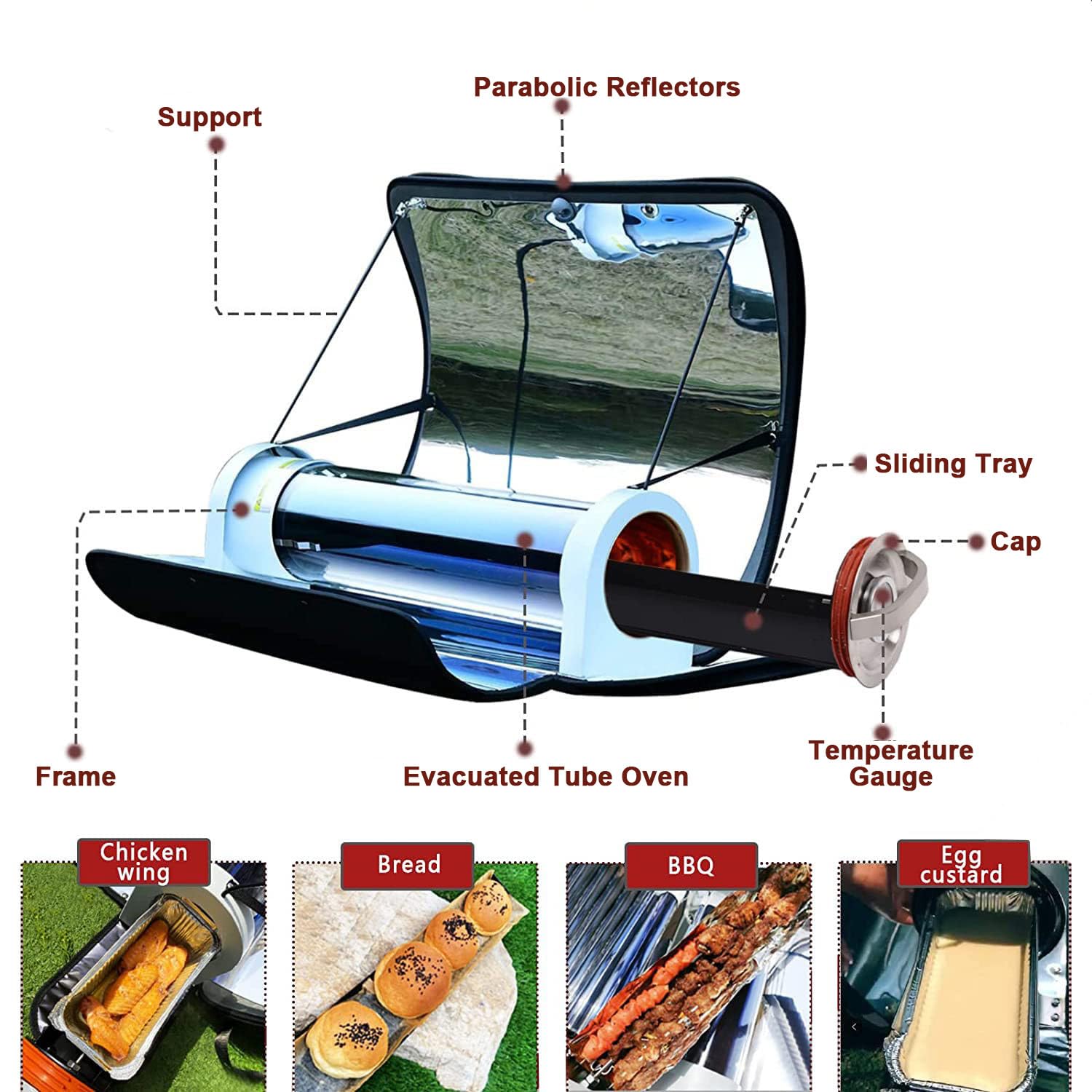 4,5-litrowy piecyk solarny, najszybszy piecyk kempingowy Sun Cooker, kompaktowa kuchenka kempingowa i sprzęt survivalowy, przenośny piekarnik zewnętrzny i grill kempingowy zasilany