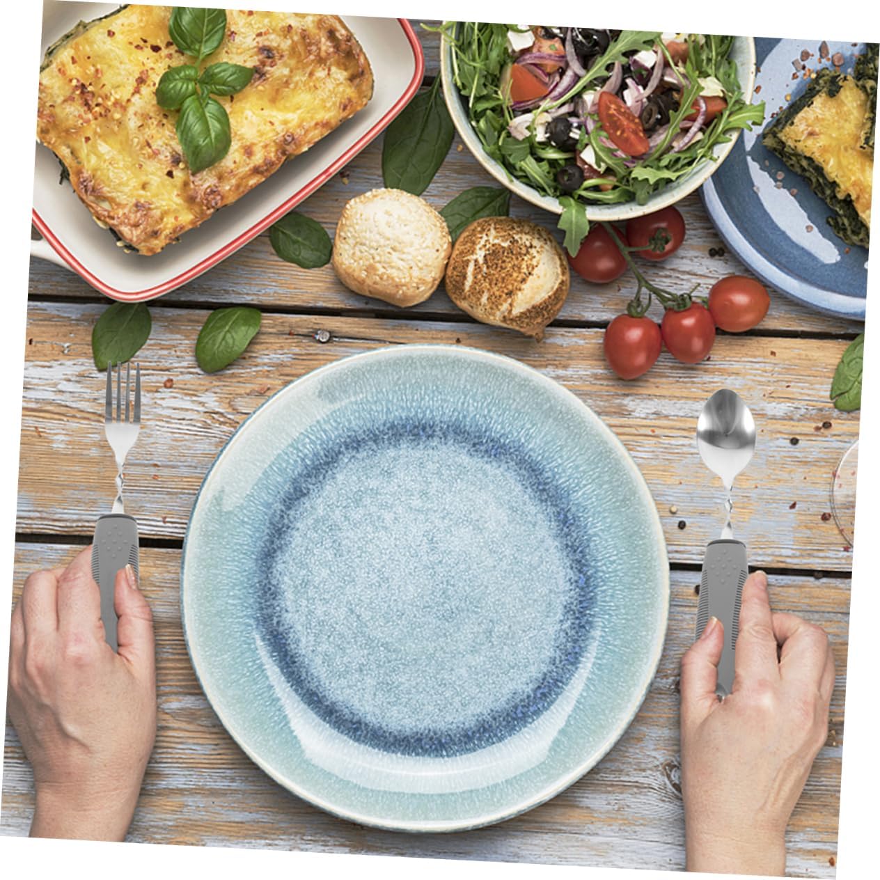 6Pcs Adaptive Utensil for Disabled Individuals Weighted Tableware with Ergonomic Non Slip Handles for Elderly and Those with Tremors and Options