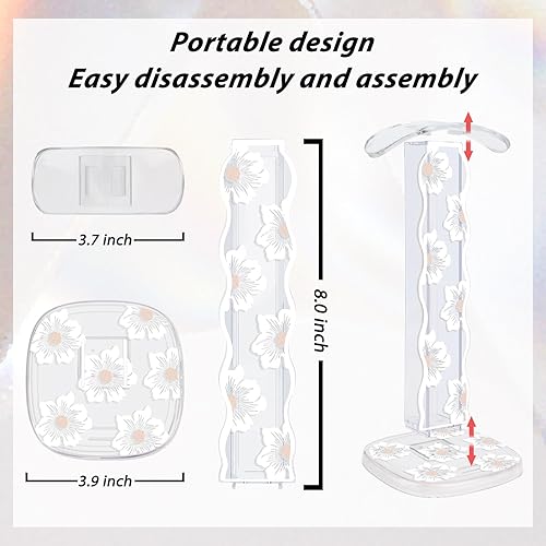 Miniatura 9 de CamyCosy - Soporte para auriculares para videojuegos, para escritorio, diseño de mariposas coloridas y transparentes, soporte para teléfono celular,