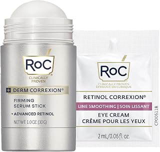 RoC Derm Correxion Retinol Firming Serum Stick 1oz + Eye Cream Packette - Tightens Wrinkles, Firms Jawline & Neck, Sensitive Skin Safe