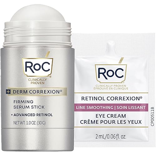 RoC Derm Correxion Retinol Firming Serum Stick with Antioxidants to Visibly Tighten and Firm Wrinkles and Laugh Lines 1.0 oz plus Retinol Eye Cream Packette