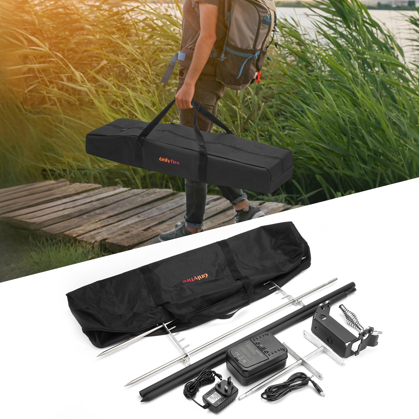 onlyfire Kit de parrilla asadora para barbacoa al aire libre