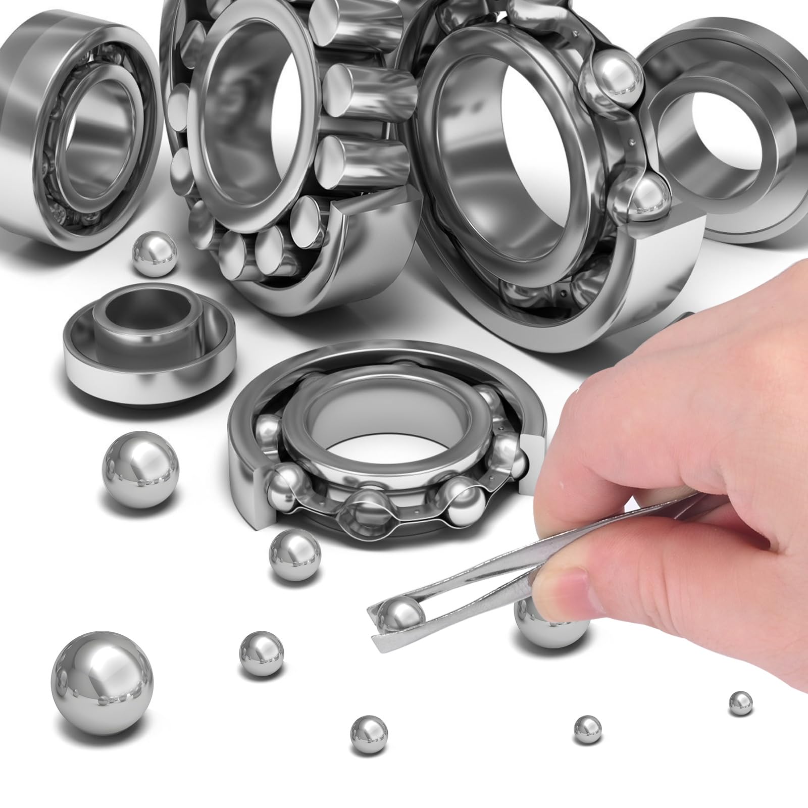 600 Piezas Bolas de Acero,Bolas de Acero Inoxidable,Bolas de Precision,Rodamientos de Bolas,Bolas de Rodamientos Para Bicicleta,Bolas de Acero Para Rodamientos,13 Tamaños, 2 mm-10 mm