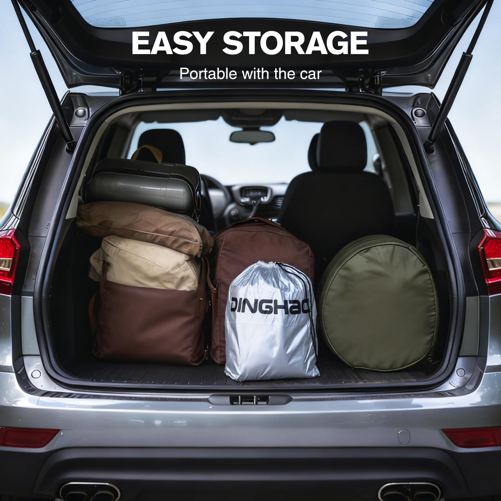 DINGHAO Car Cover Waterproof All Weather with Hot Stitching for Automobiles 6 Layers Outdoor Full Exterior Cover Sun — view 6