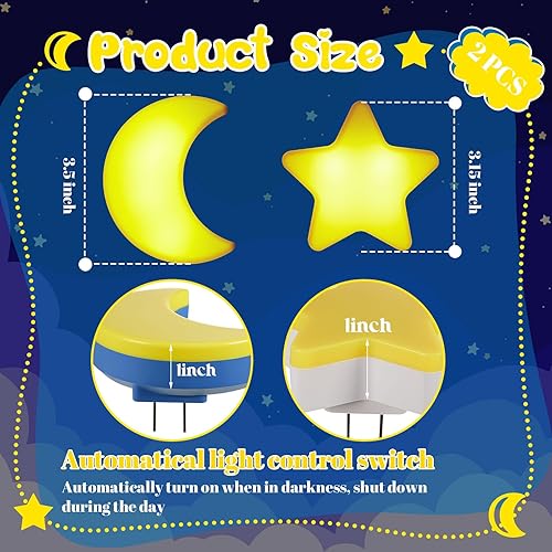 Miniatura 3 de Mudder Paquete de 2 luces nocturnas enchufables a la pared, luz nocturna LED suave, linda lámpara de pared para cuarto de bebé, sensor cálido, luz