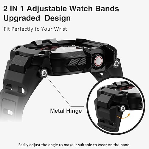 Miniatura 4 de ULTIMAL Correa ajustable compatible con Apple Watch de 1.929 in1.772 in1.732 in, correa deportiva resistente con funda resistente a prueba de