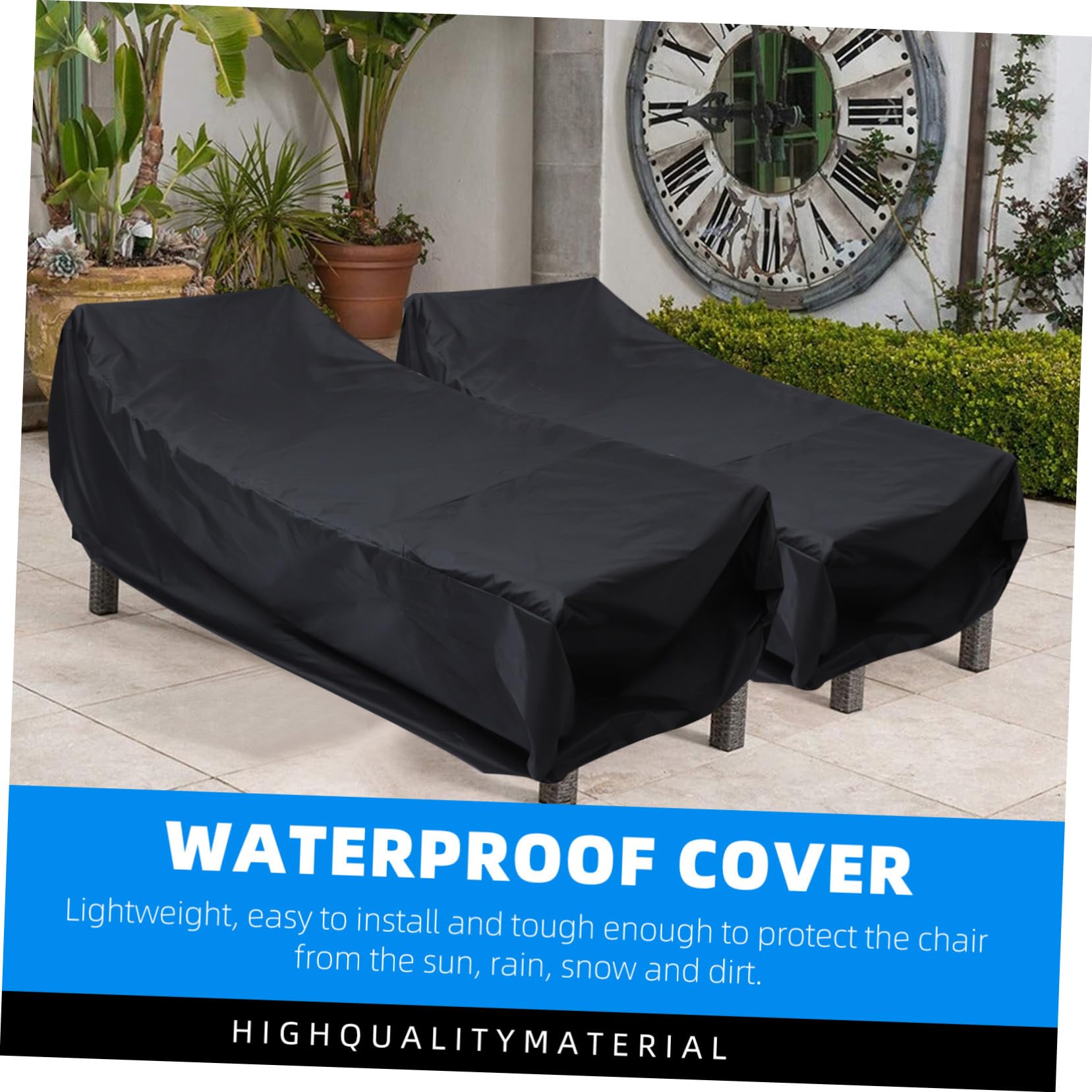 Tissu Housse Noir en Longue de Chaise Imperméable Oxford Extérieure