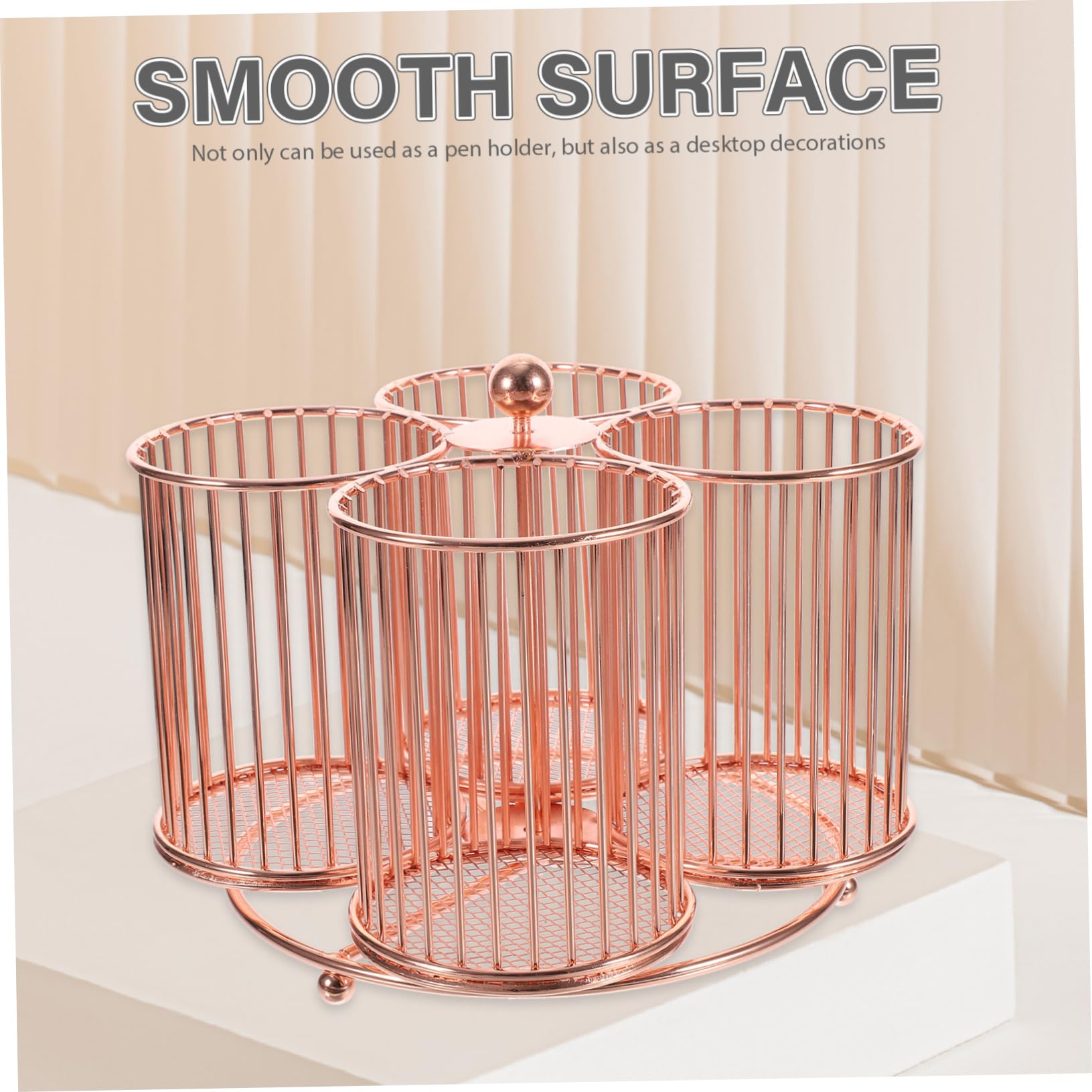 Veemoon Portapenne Rotante Da Scrivania in Metallo Rose Gold, Organizer Multifunzionale Per Trucco e Cancelleria, Salvaspazio Ampia Capacità Per Ufficio e Casa